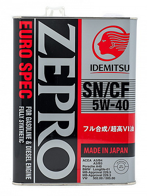 Масло моторное Idemitsu ZEPRO EURO SPEC F-S (мет. банка) 5W40, 4л